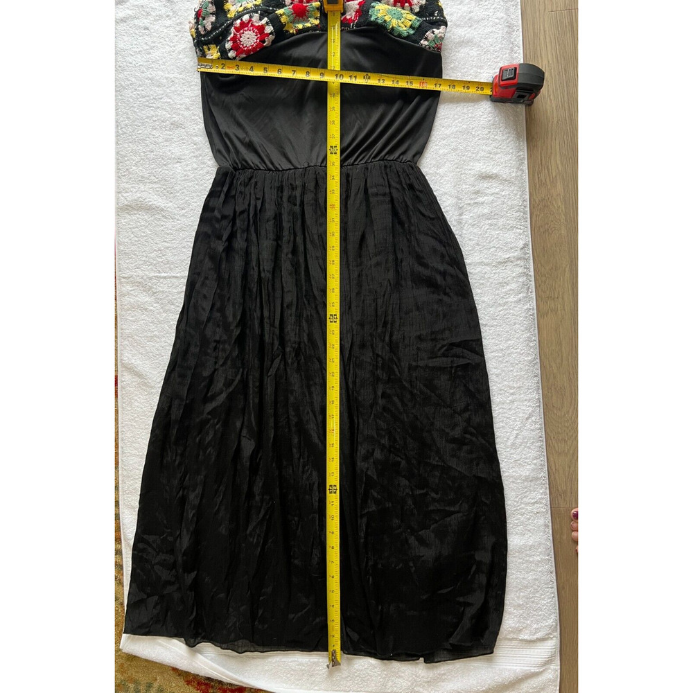 Vtg 70 Crochet granny Square top tiered black long Dress Boho, retro Y2k Sz XL - Picture 6 of 8